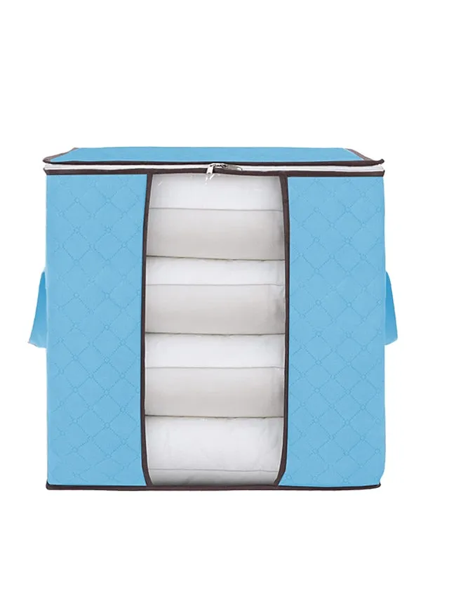 1pc Large Storage Bag Organizer Clothes Storage With Reinforced Handle, Storage Containers For Bedding, Comforters, Clothing, Closet, Clear Window, Sturdy Zippers