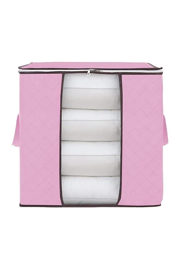 1pc Large Storage Bag Organizer Clothes Storage With Reinforced Handle, Storage Containers For Bedding, Comforters, Clothing, Closet, Clear Window, Sturdy Zippers