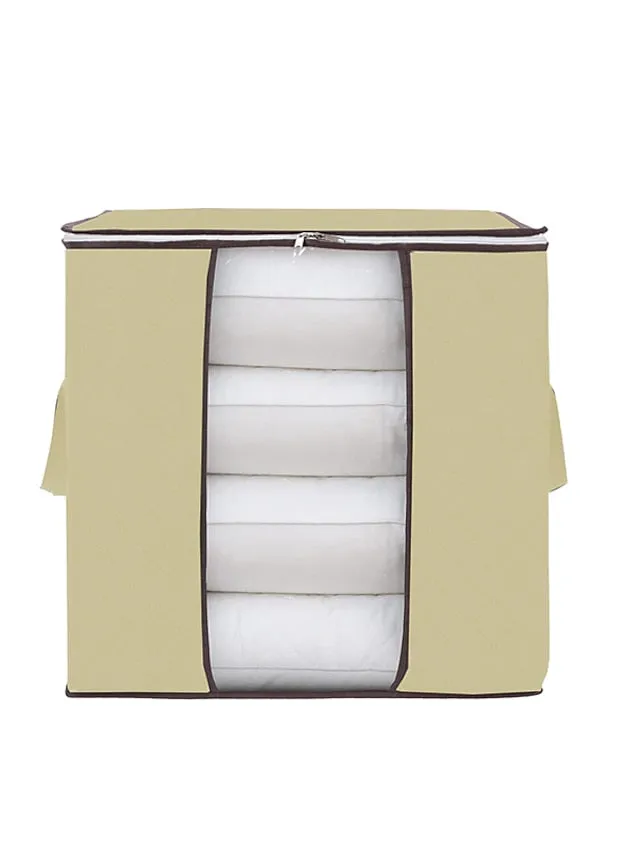 1pc Large Storage Bag Organizer Clothes Storage With Reinforced Handle, Storage Containers For Bedding, Comforters, Clothing, Closet, Clear Window, Sturdy Zippers