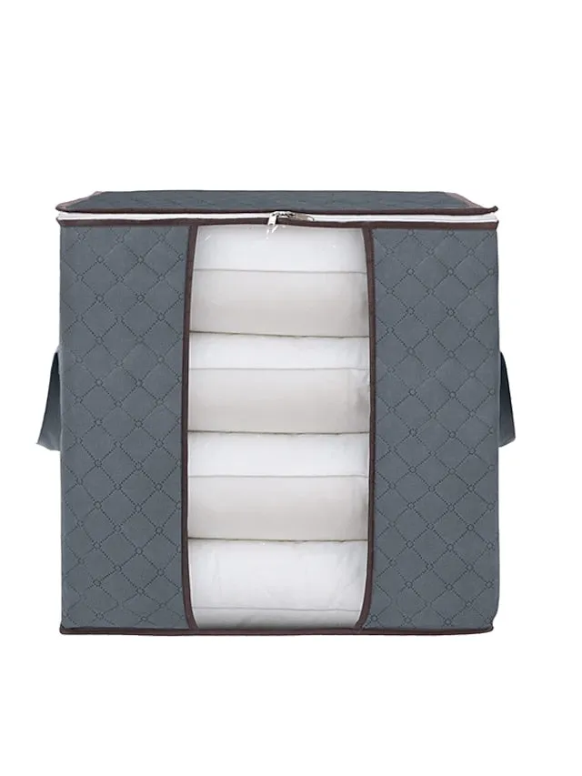 1pc Large Storage Bag Organizer Clothes Storage With Reinforced Handle, Storage Containers For Bedding, Comforters, Clothing, Closet, Clear Window, Sturdy Zippers