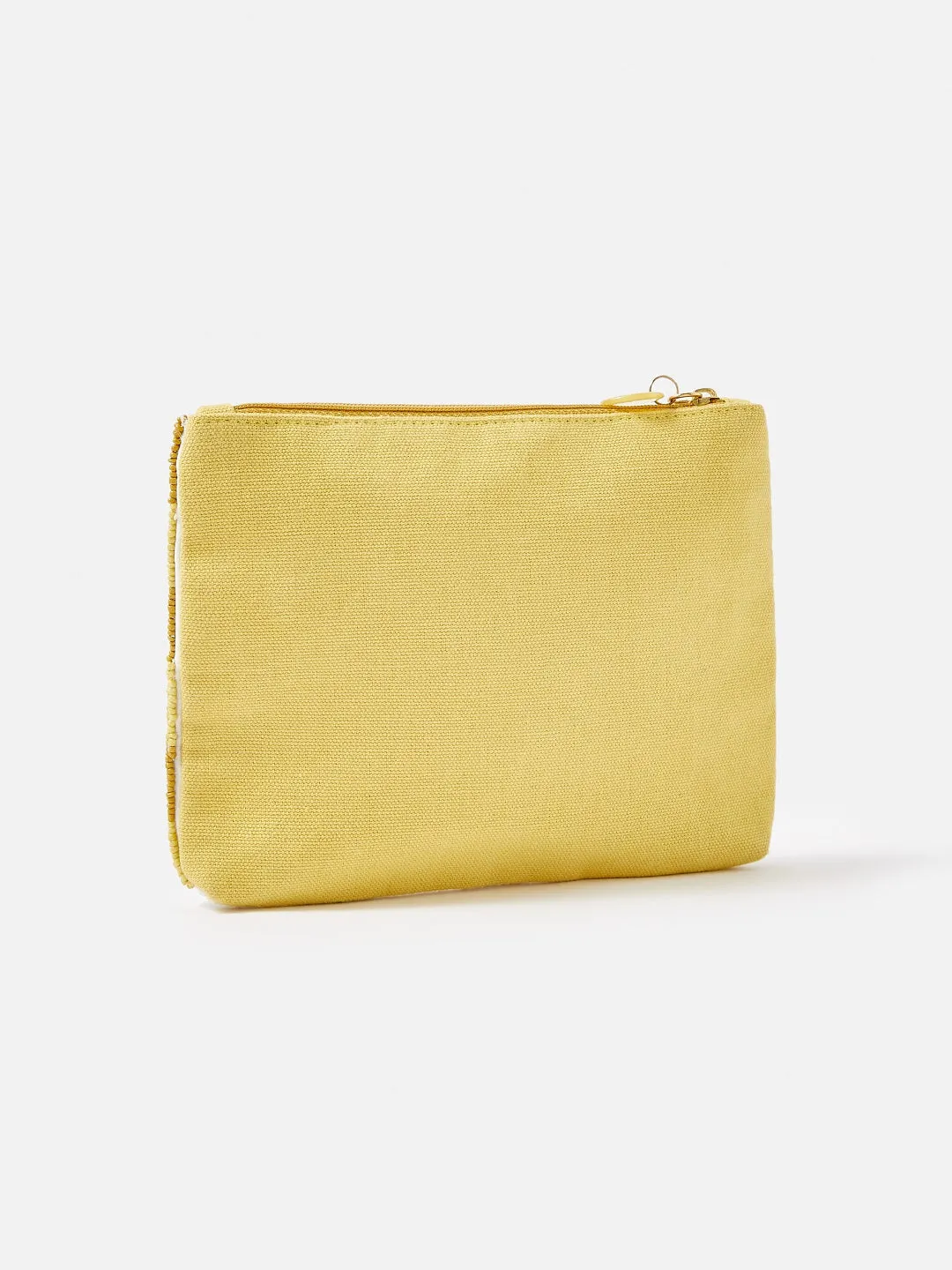 Accessorize London Women's Beaded yellow Large Gingham Beaded Pouch Make Up Bag