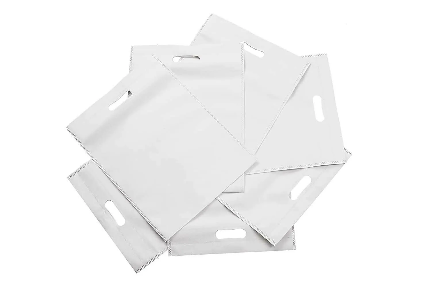 Agrashri Enterprises D Cut White Cloth Carry Bag (Pack of 50 )