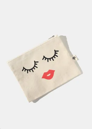 AOA Canvas Pouch - Lips & Lashes