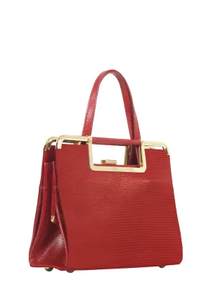 Audrey Accordion Satchel in Ruby