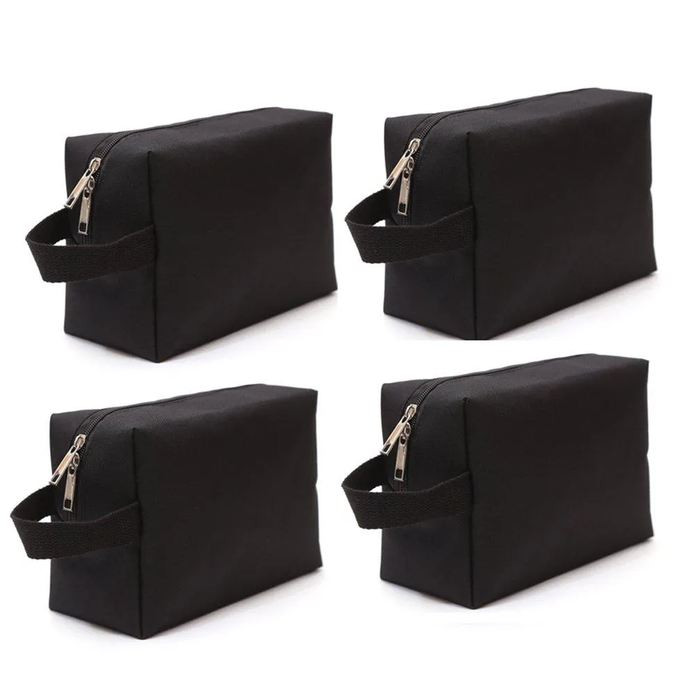 Augbunny 600D Portable Multi-Purpose Zipper Waterproof Travel Organizer Cosmetic Bag Make up Case Storage Bag Pouch 4-Pack Large Black