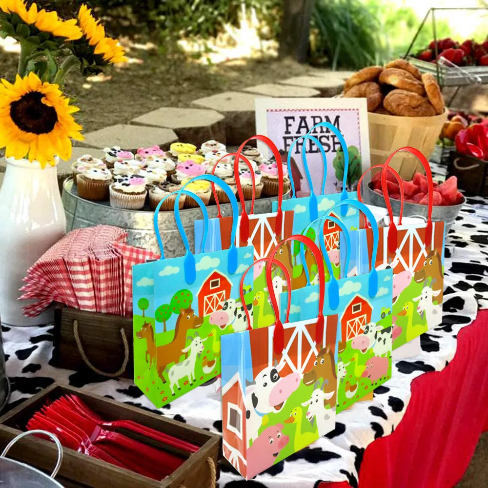 Barnyard Farm Animals Party Favor Treat Bags - Set of 6 or 12