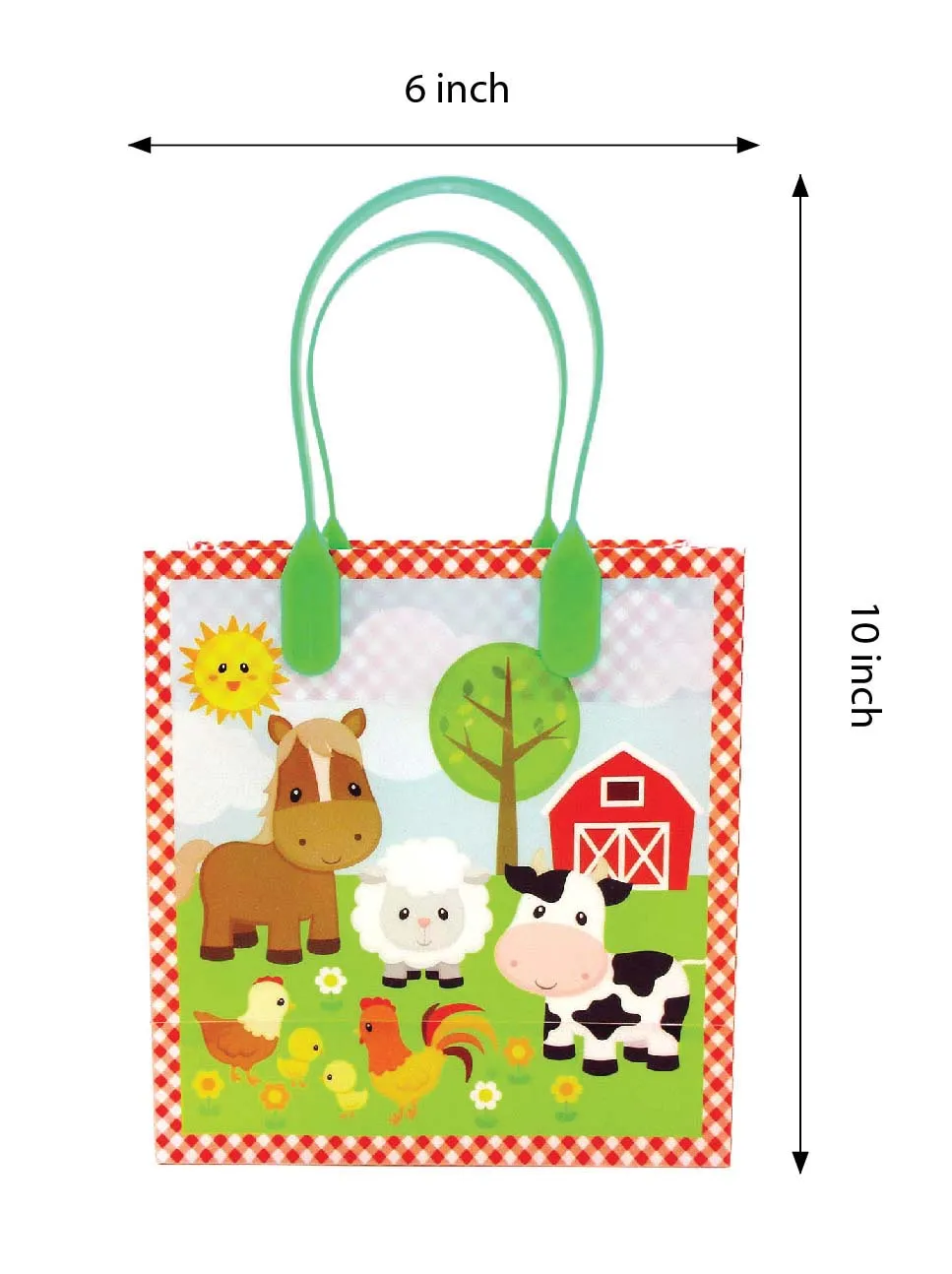 Barnyard Farm Animals Party Favor Treat Bags - Set of 6 or 12