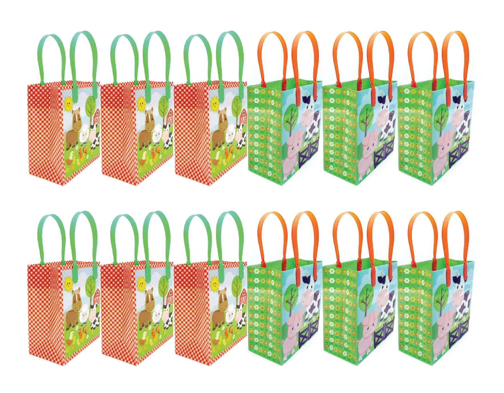 Barnyard Farm Animals Party Favor Treat Bags - Set of 6 or 12