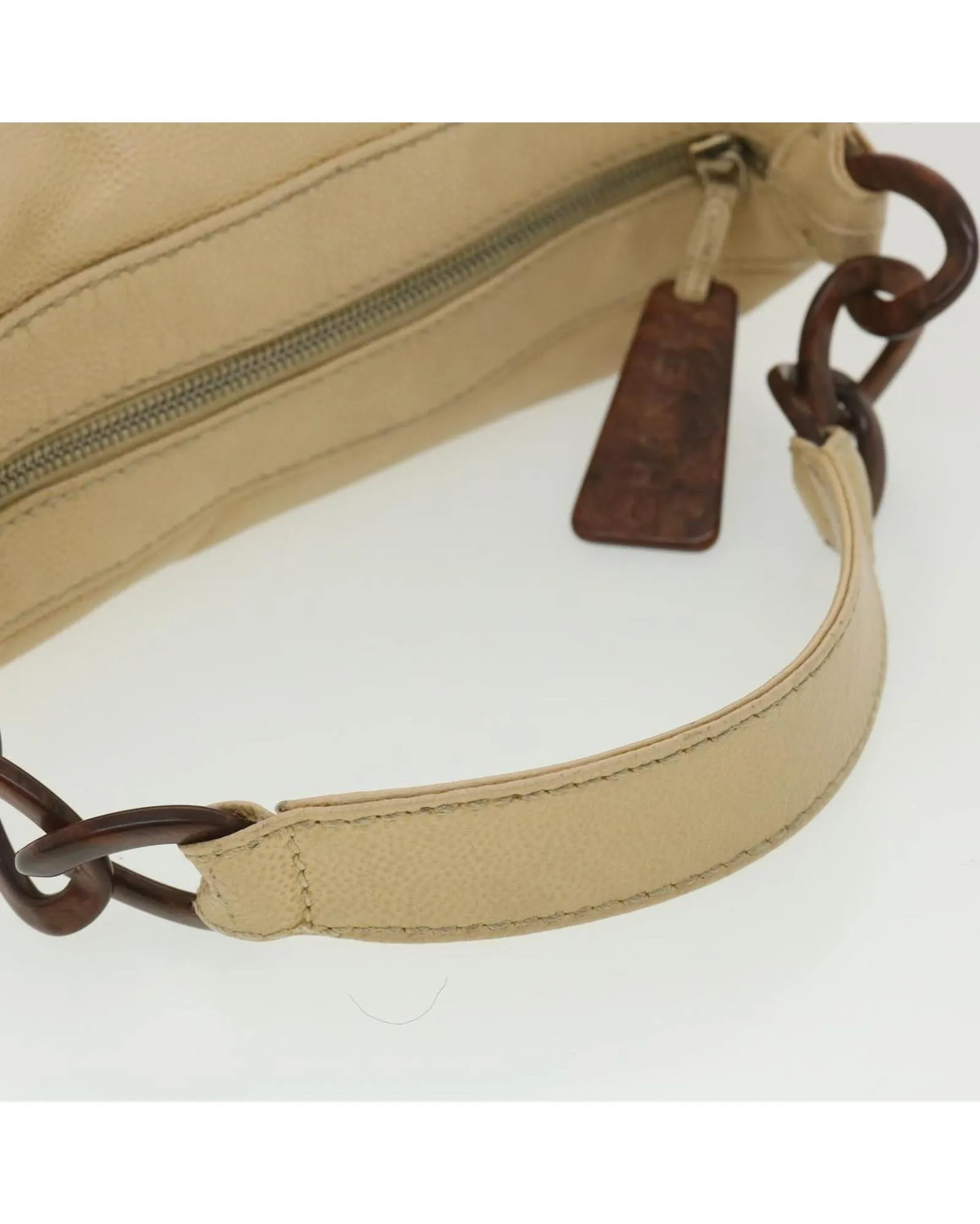 Beige Caviar Skin Shoulder Bag with CC Logo