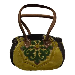 Biyadina Store Shoulder Bag Purse - Green - Stylish & Functional Travel Accessory - Premium Calfskin Leather & Kilim - Multiple Compartments
