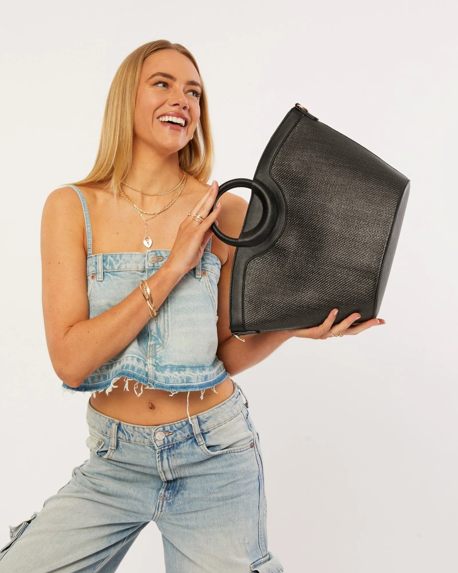 Black Alice Weave Tote Bag