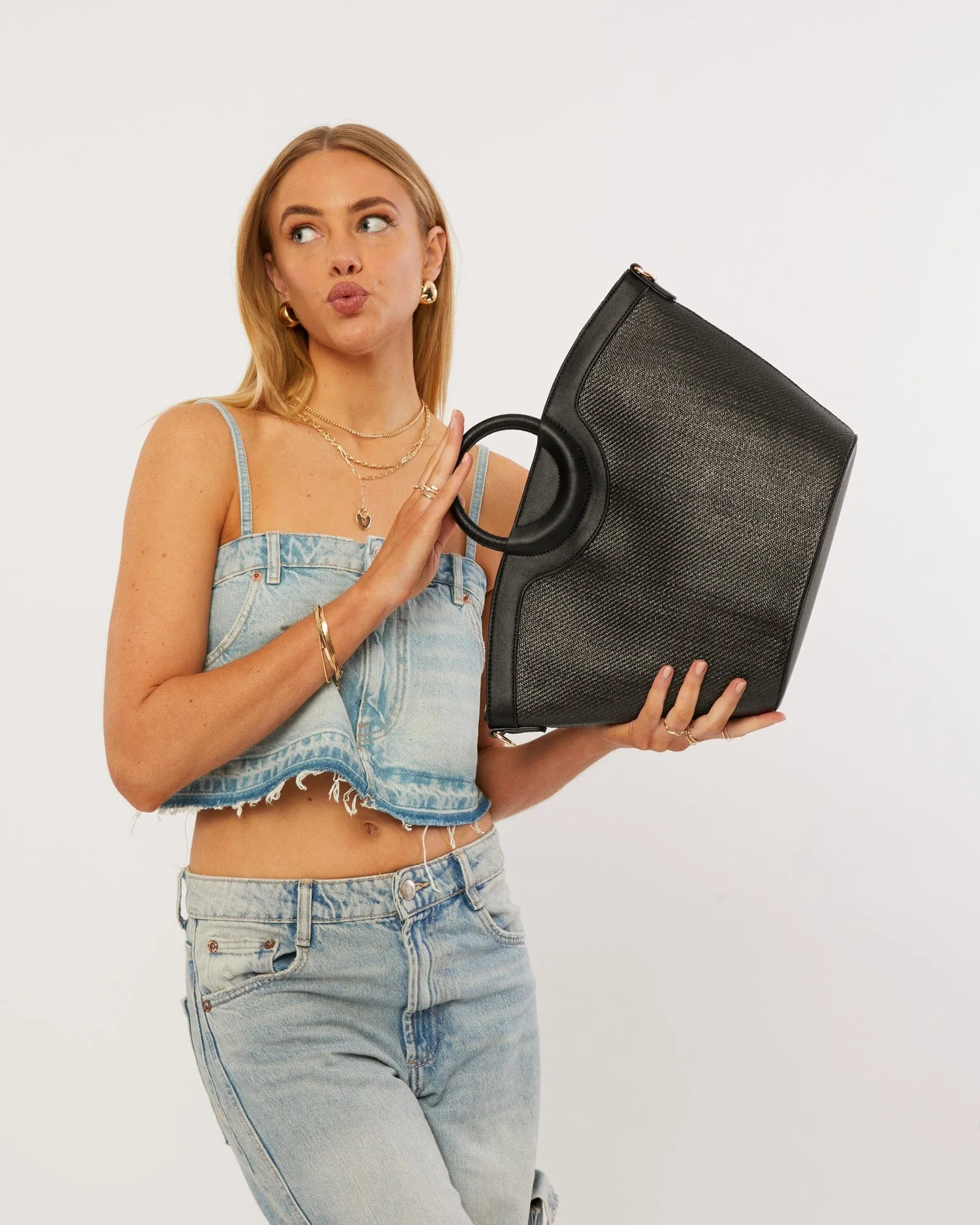Black Alice Weave Tote Bag