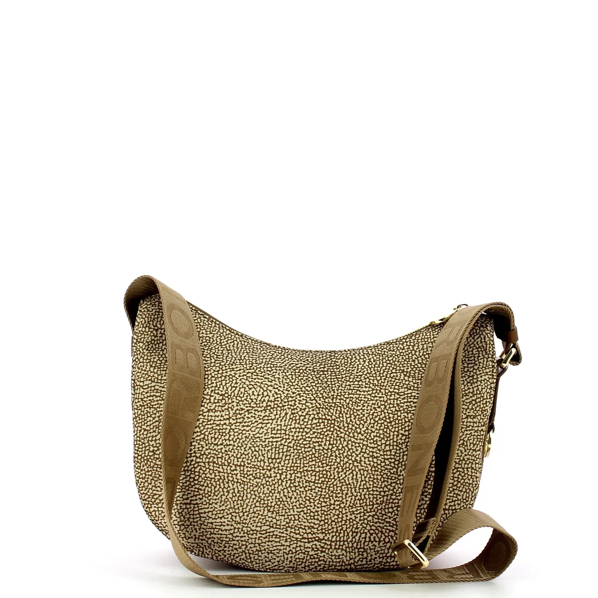 Borbonese - Luna Small Beige Brown Bag with pocket made of Recycled Nylon - 934107I15 - BEIGE/MARRONE