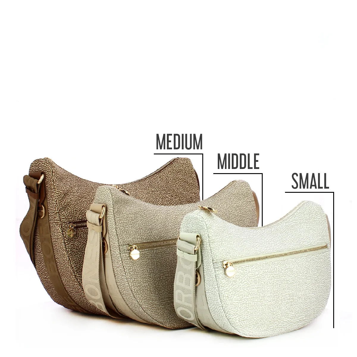 Borbonese - Luna Small Beige Brown Bag with pocket made of Recycled Nylon - 934107I15 - BEIGE/MARRONE