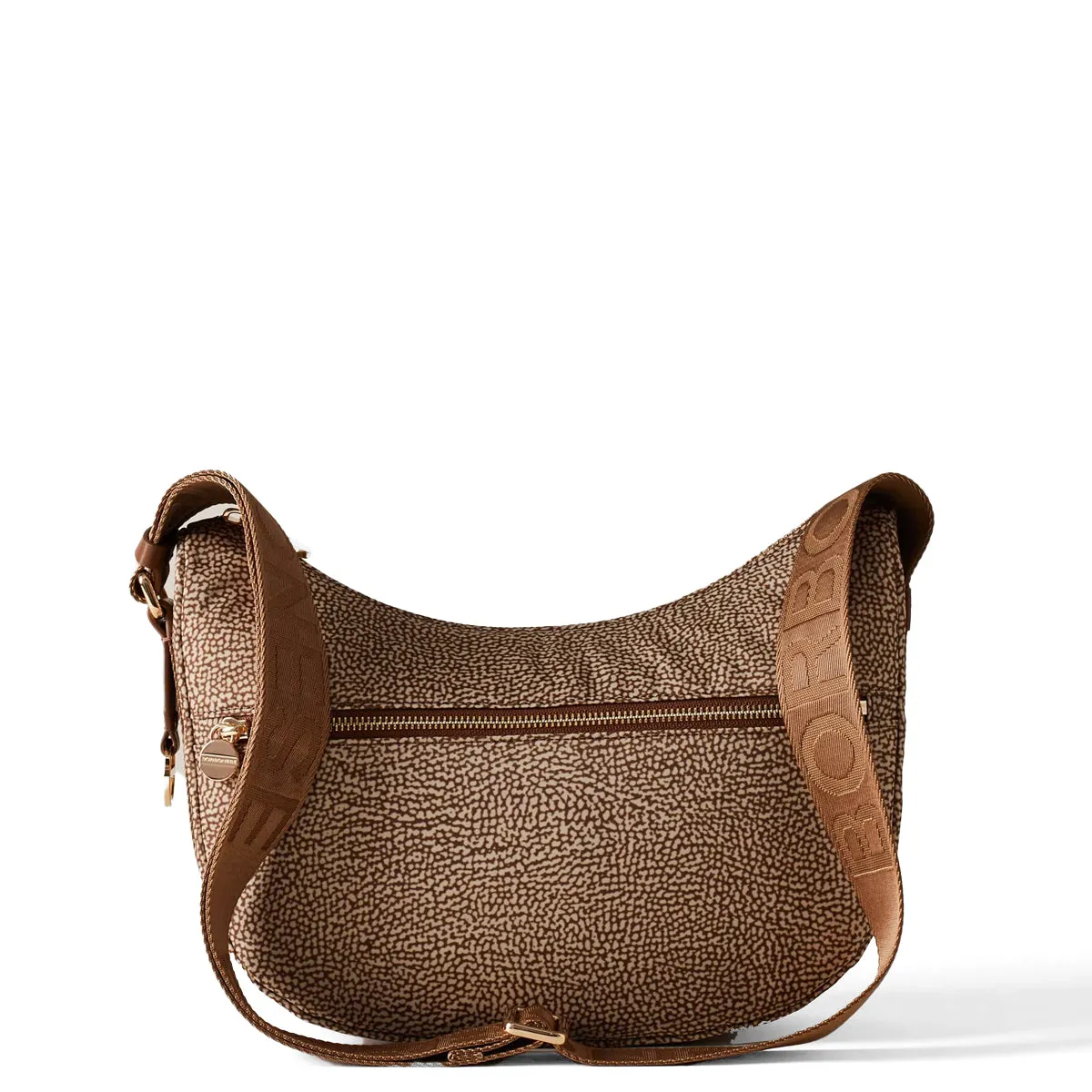 Borbonese - Luna Small Beige Brown Bag with pocket made of Recycled Nylon - 934107I15 - BEIGE/MARRONE