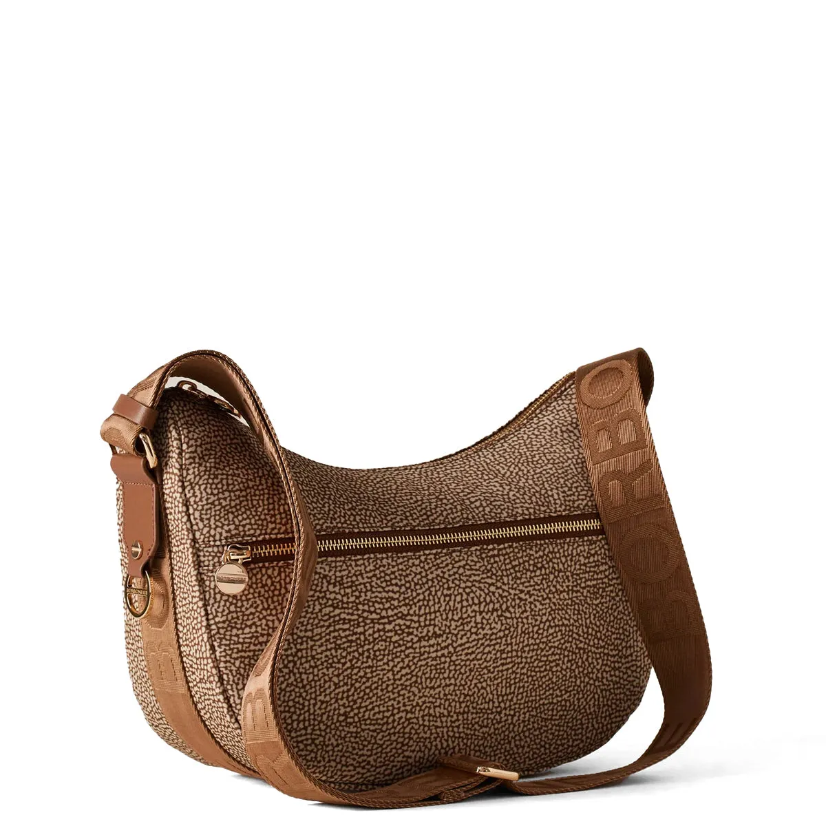 Borbonese - Luna Small Beige Brown Bag with pocket made of Recycled Nylon - 934107I15 - BEIGE/MARRONE