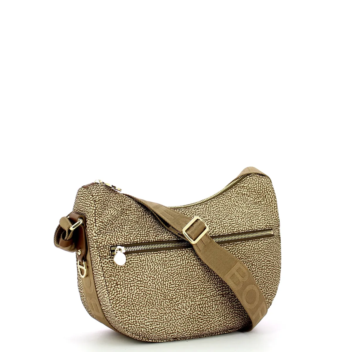 Borbonese - Luna Small Beige Brown Bag with pocket made of Recycled Nylon - 934107I15 - BEIGE/MARRONE