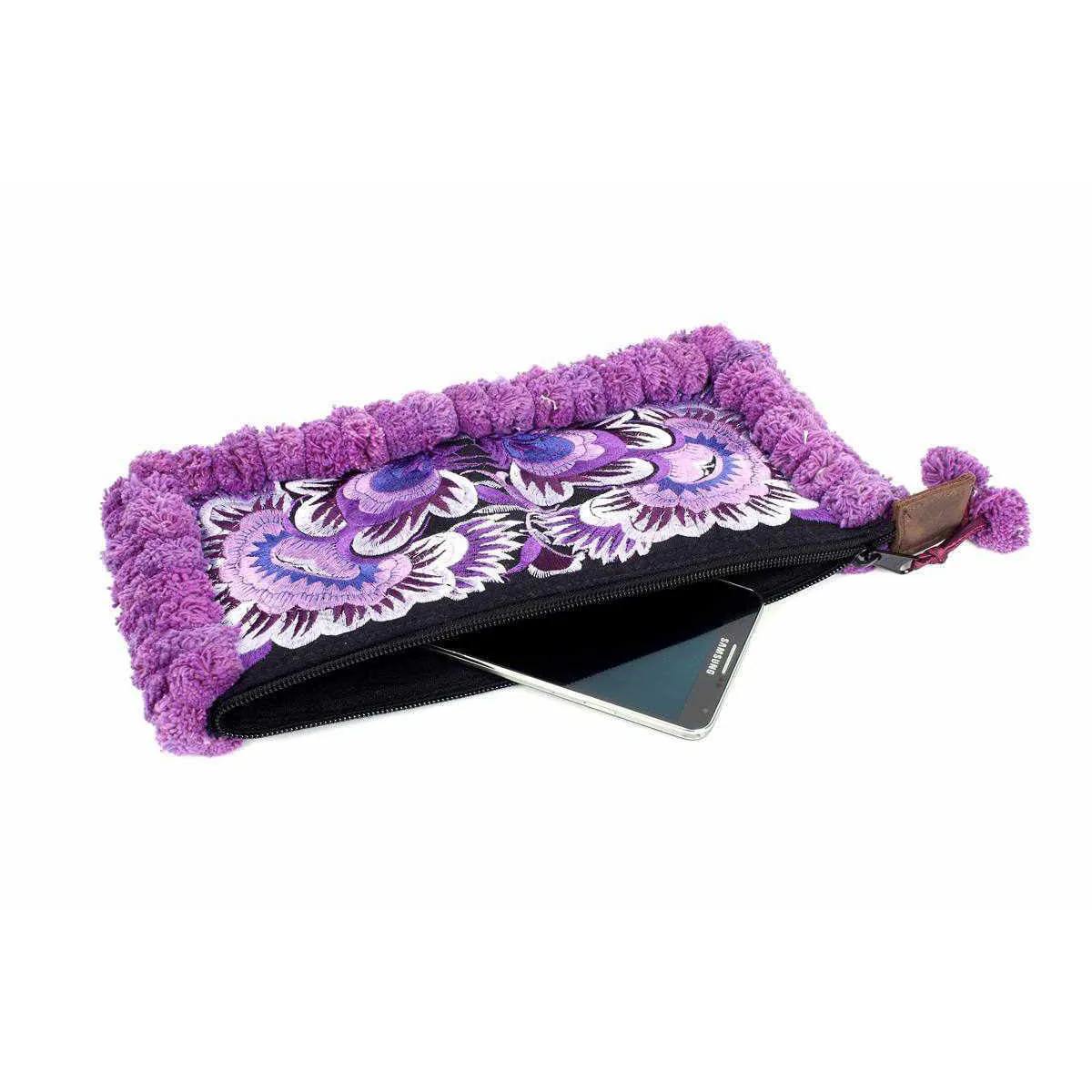 BUNDLE: 5 Piece Two-tone Pom Poms Wristlet Clutch - Thailand