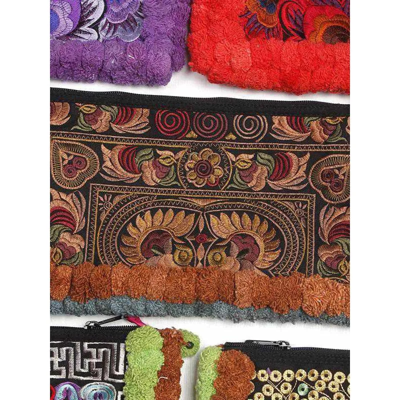 BUNDLE: 5 Piece Two-tone Pom Poms Wristlet Clutch - Thailand