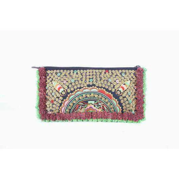 BUNDLE: 5 Piece Two-tone Pom Poms Wristlet Clutch - Thailand