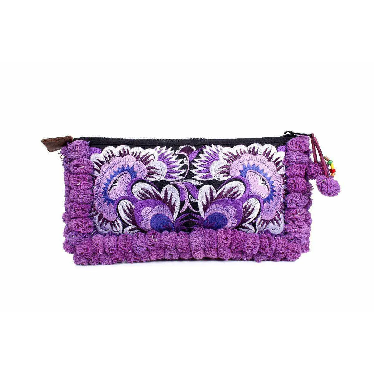 BUNDLE: 5 Piece Two-tone Pom Poms Wristlet Clutch - Thailand