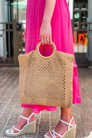 Carolina Straw Tote Bag - Khaki