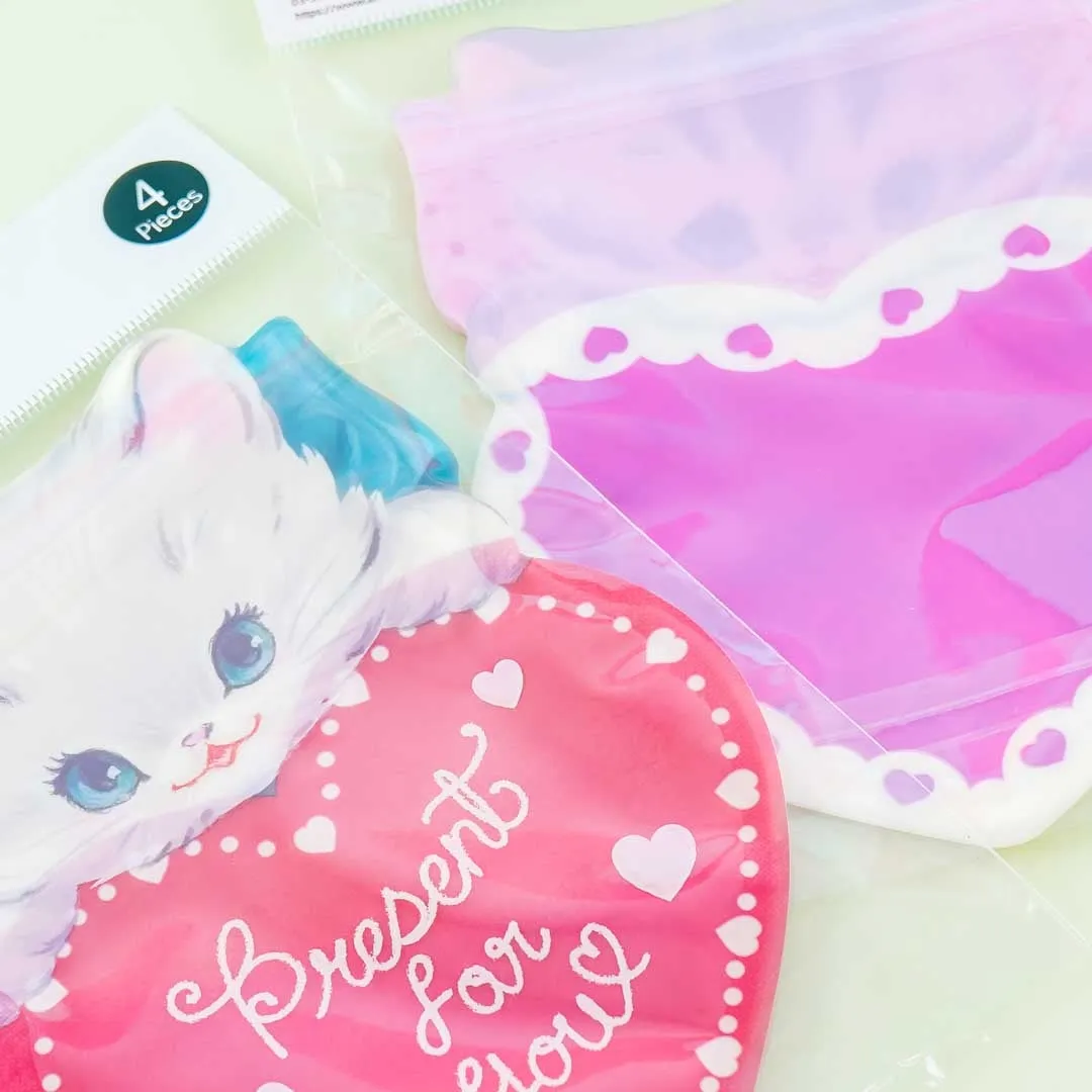 Cat Heart Die-Cut Zipper Bag Set