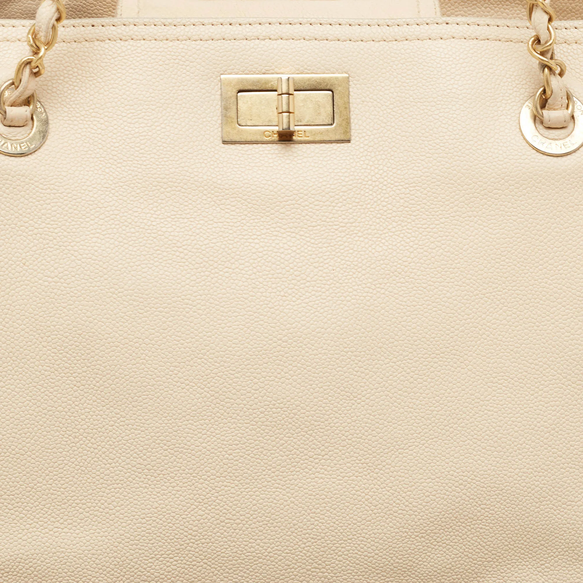 CHANEL Beige Caviar Leather Reissue Large Shopper Tote