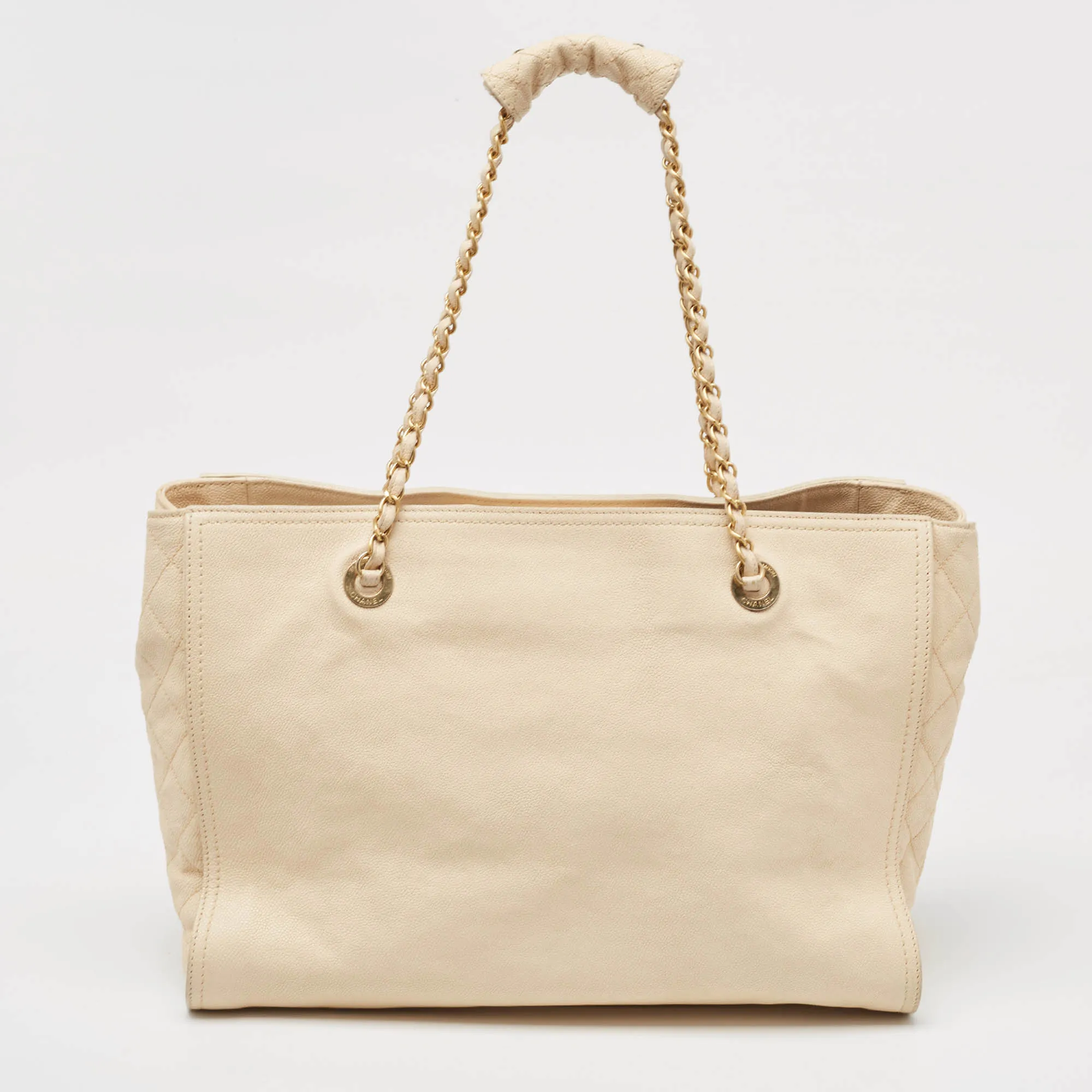 CHANEL Beige Caviar Leather Reissue Large Shopper Tote
