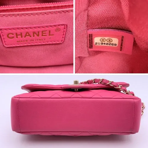 CHANEL Pink Quilted Leather Mini Mademoiselle Chic Shoulder Bag