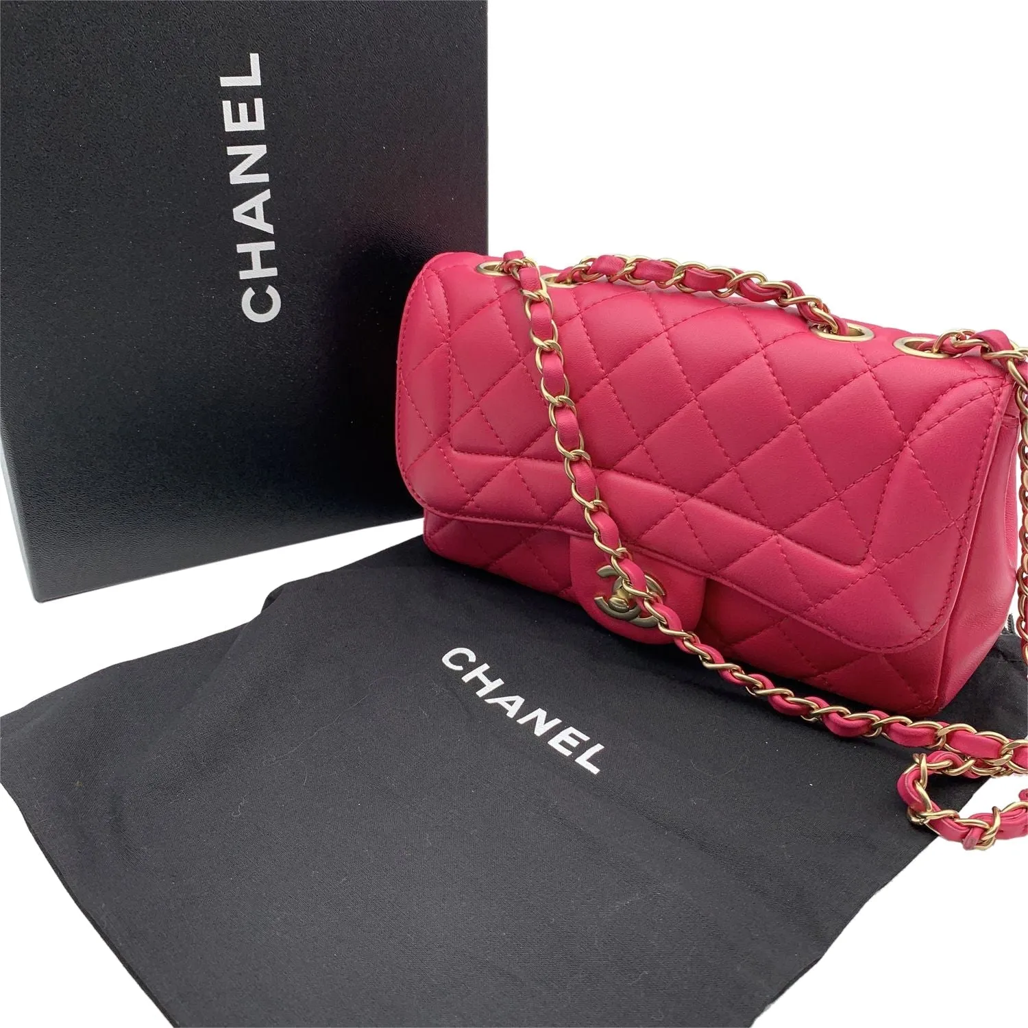 CHANEL Pink Quilted Leather Mini Mademoiselle Chic Shoulder Bag