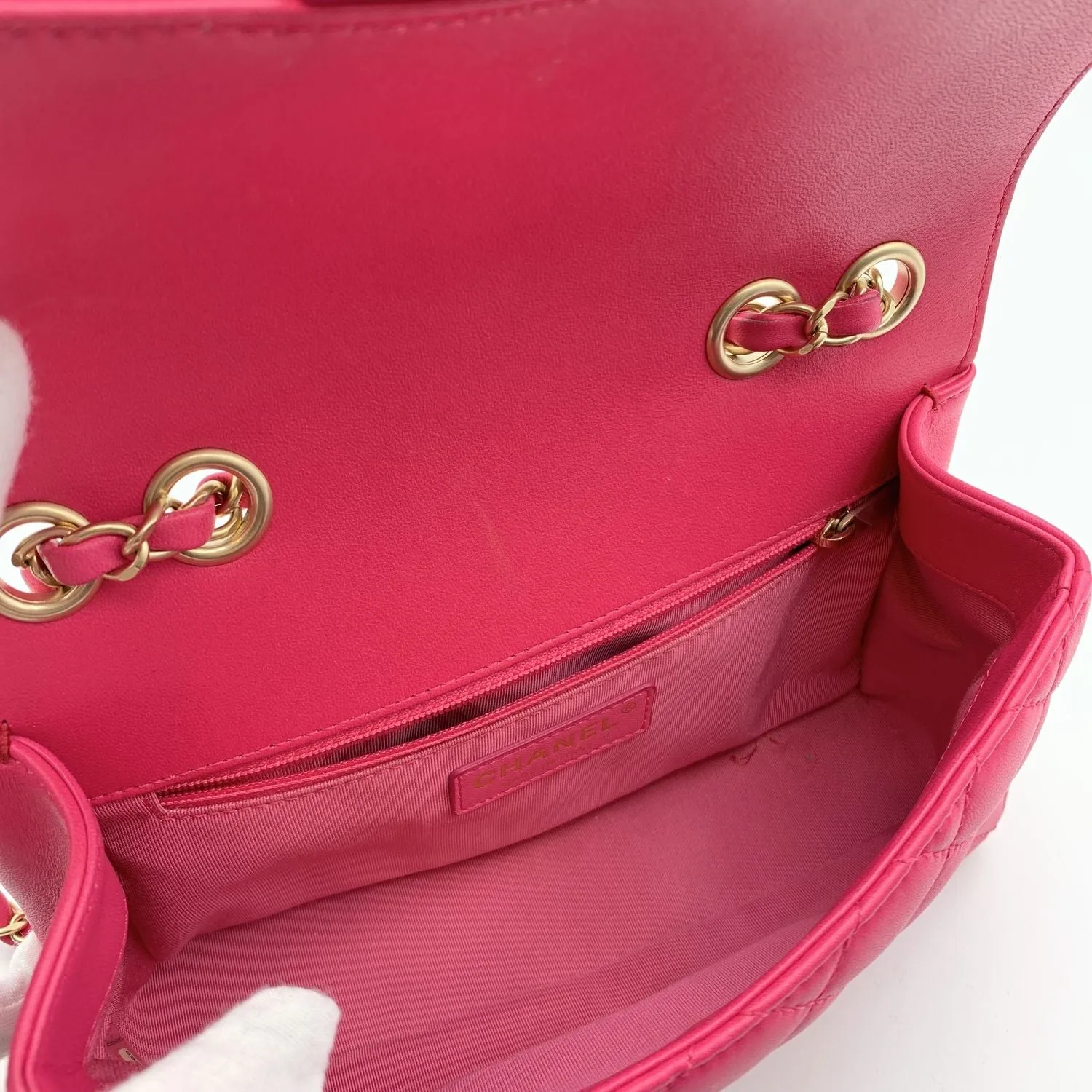 CHANEL Pink Quilted Leather Mini Mademoiselle Chic Shoulder Bag