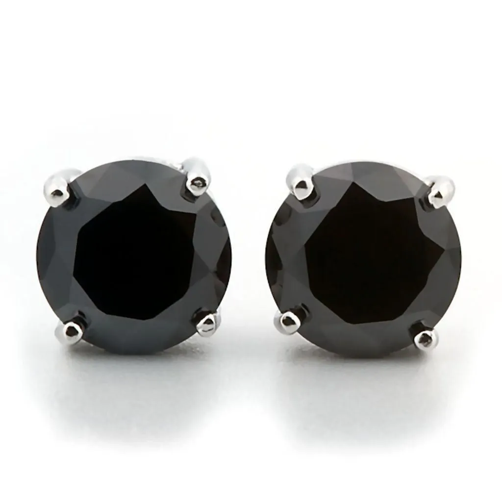 Chris: 8mm, 4.0ct Black Ice Simulated Diamond CZ Screw Back Earrings