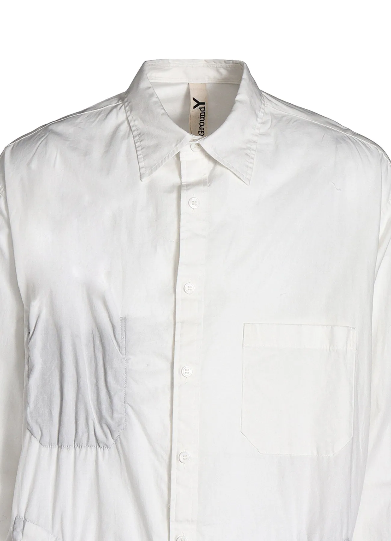 COTTON BROAD LONG SHIRT WITH FULLED WOOL GAUZE POCKETS
