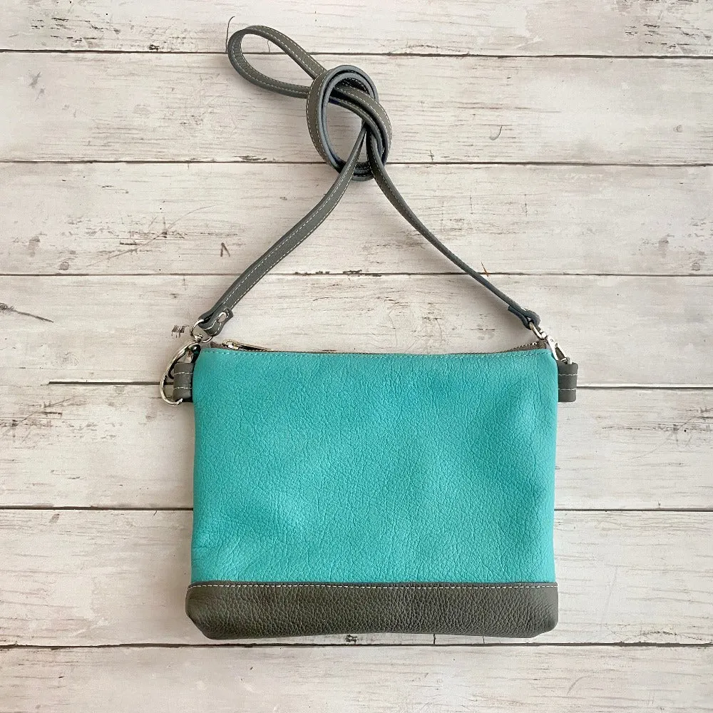 Crossbody Clutch in Robins Egg, Steel
