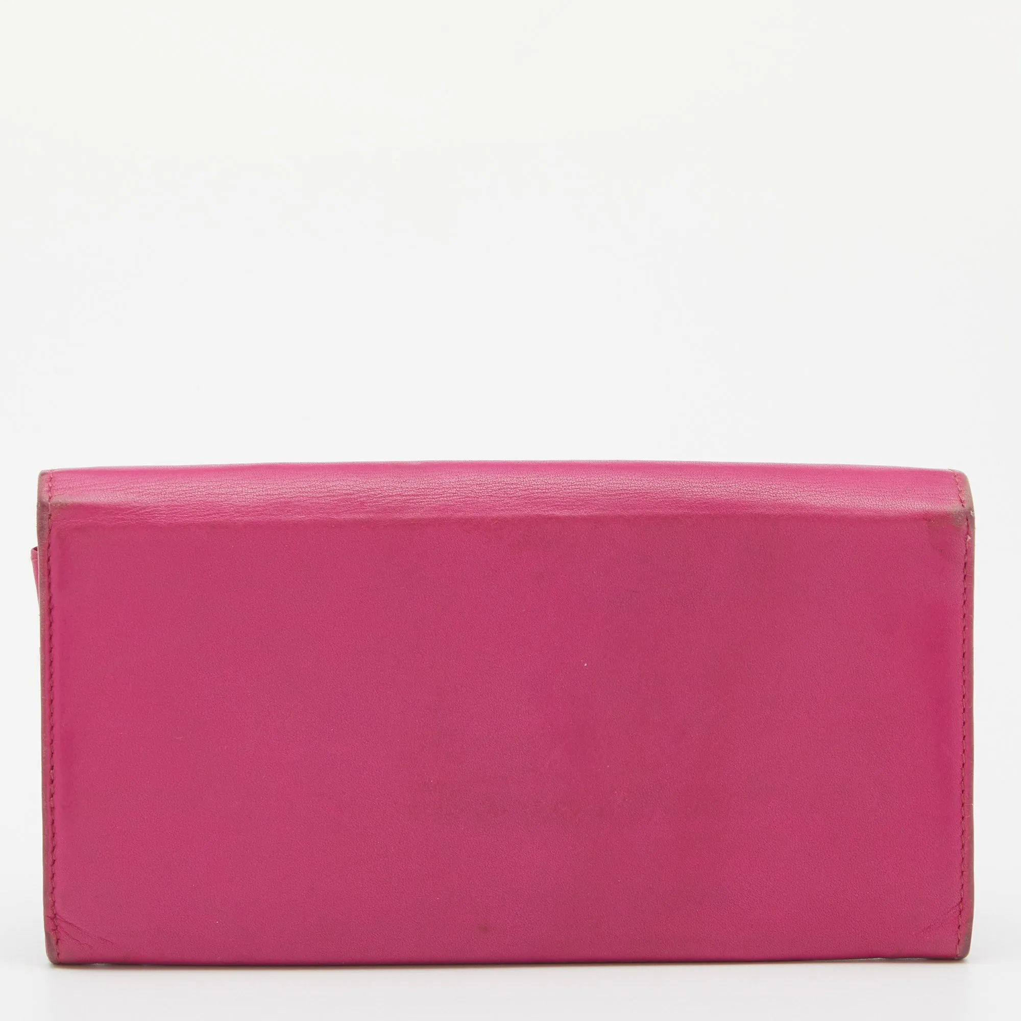 DIOR Pink Leather Round Logo Flap Continental Wallet