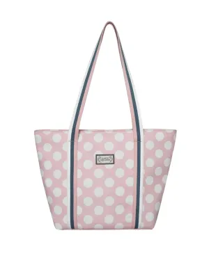 Earth Squared - Canvas Tote Shoulder Bag - Spots - Pink - 38x25x14cm