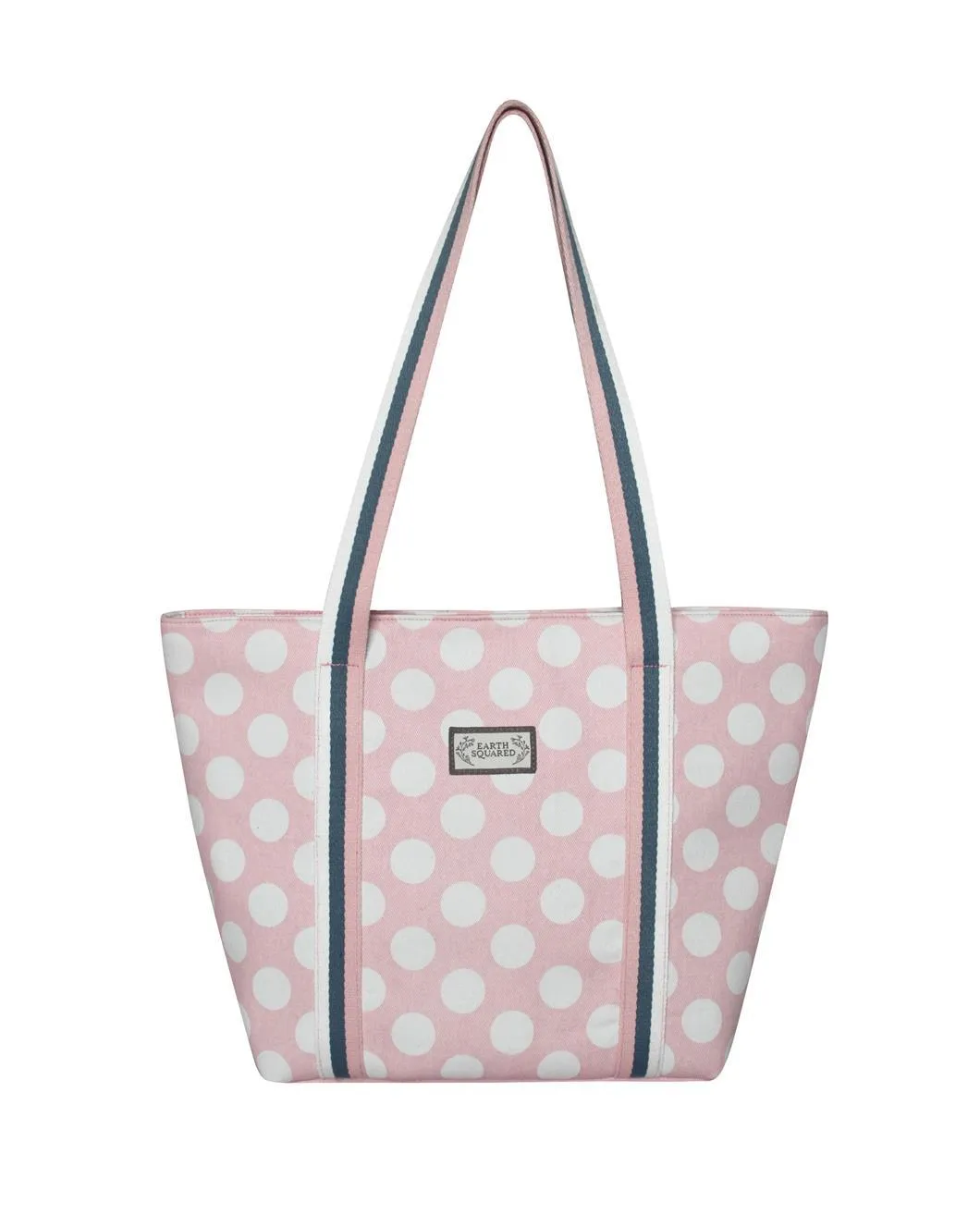 Earth Squared - Canvas Tote Shoulder Bag - Spots - Pink - 38x25x14cm