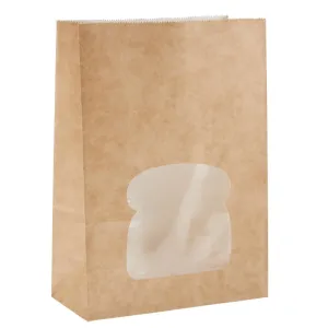 FA382 Colpac Recyclable Paper Sandwich Bags With Window Kraft (Pack of 250)