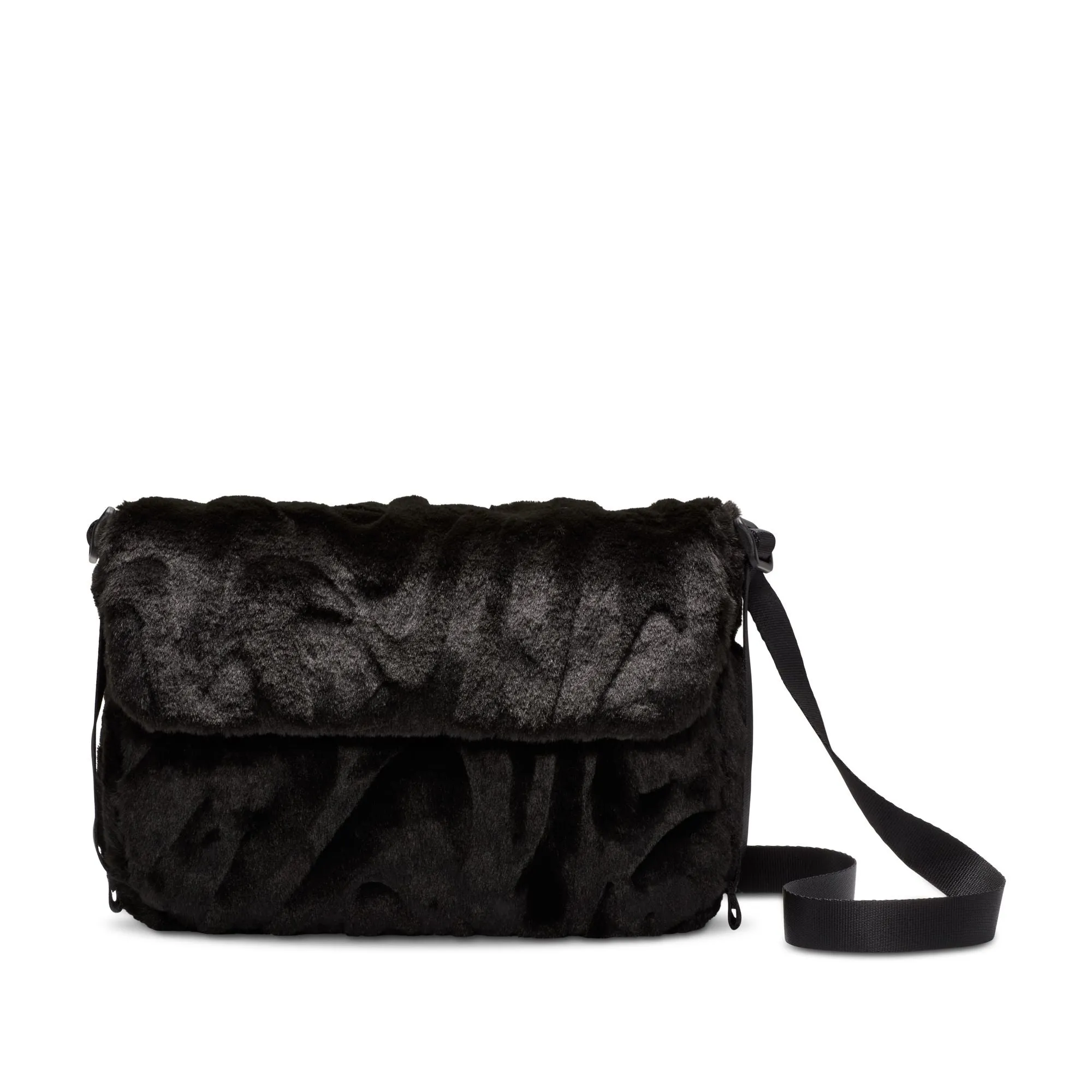 FAUX FUR CROSSBODY BAG "BLACK"