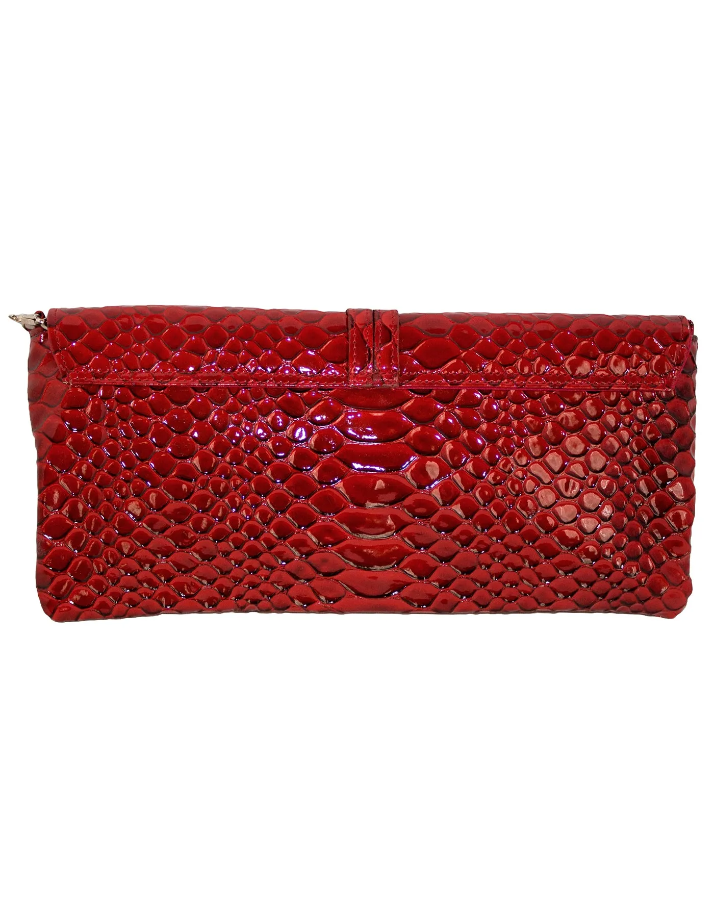 Fino RF-07 Faux Patent Crocodile Faux Leather Clutch Bag with Chain and Twist Lock