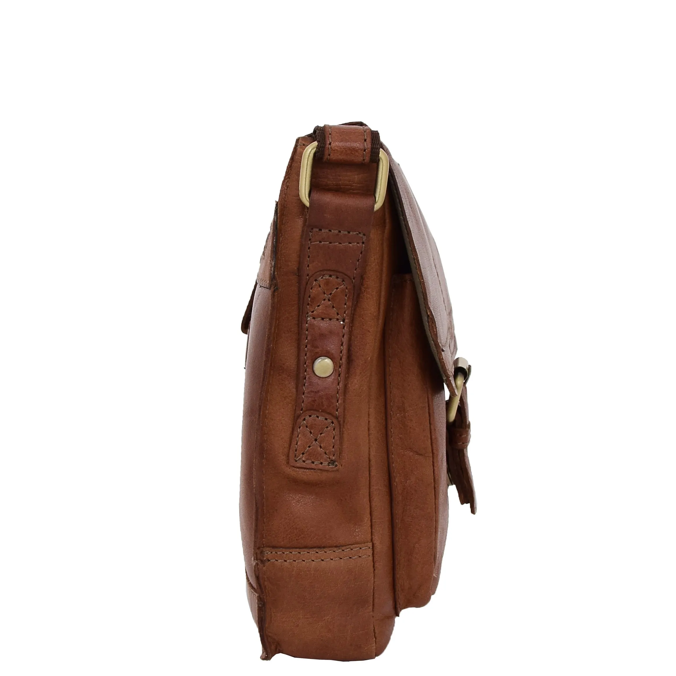 Genuine Tan Leather Bag Cross Body Vintage Flight Bag Tommy