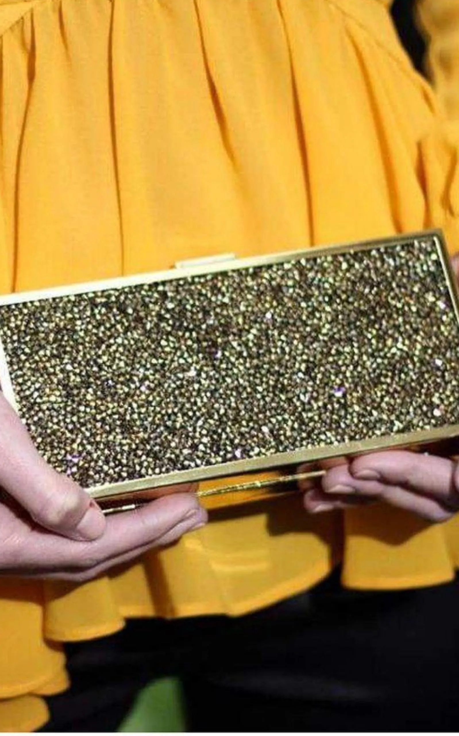 Gold Ariana Rock Crystal Hard Clutch