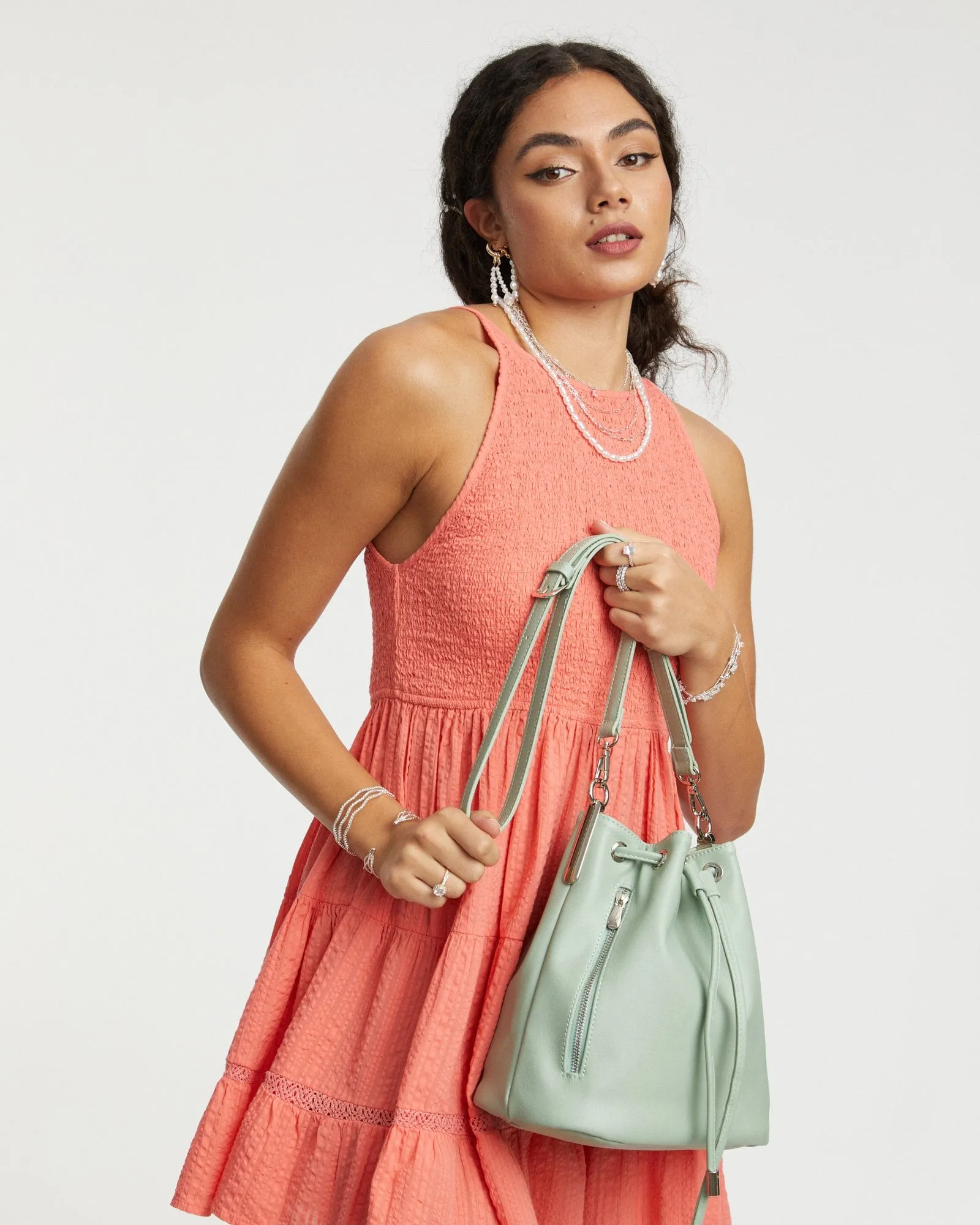 Green Giselle Hardware Bucket Bag