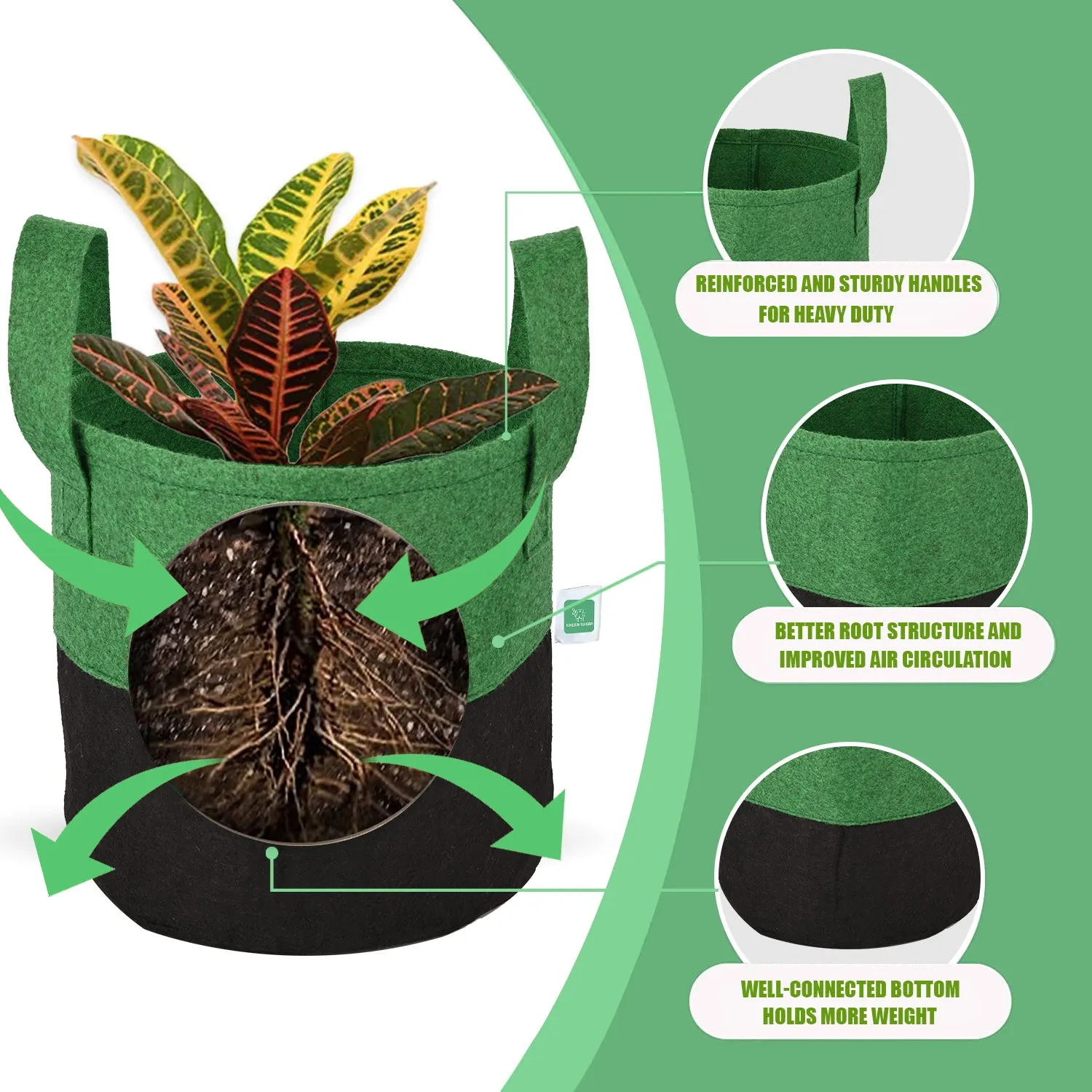 Greensheep Geo Fabric Grow Bags ( Green/ Black )