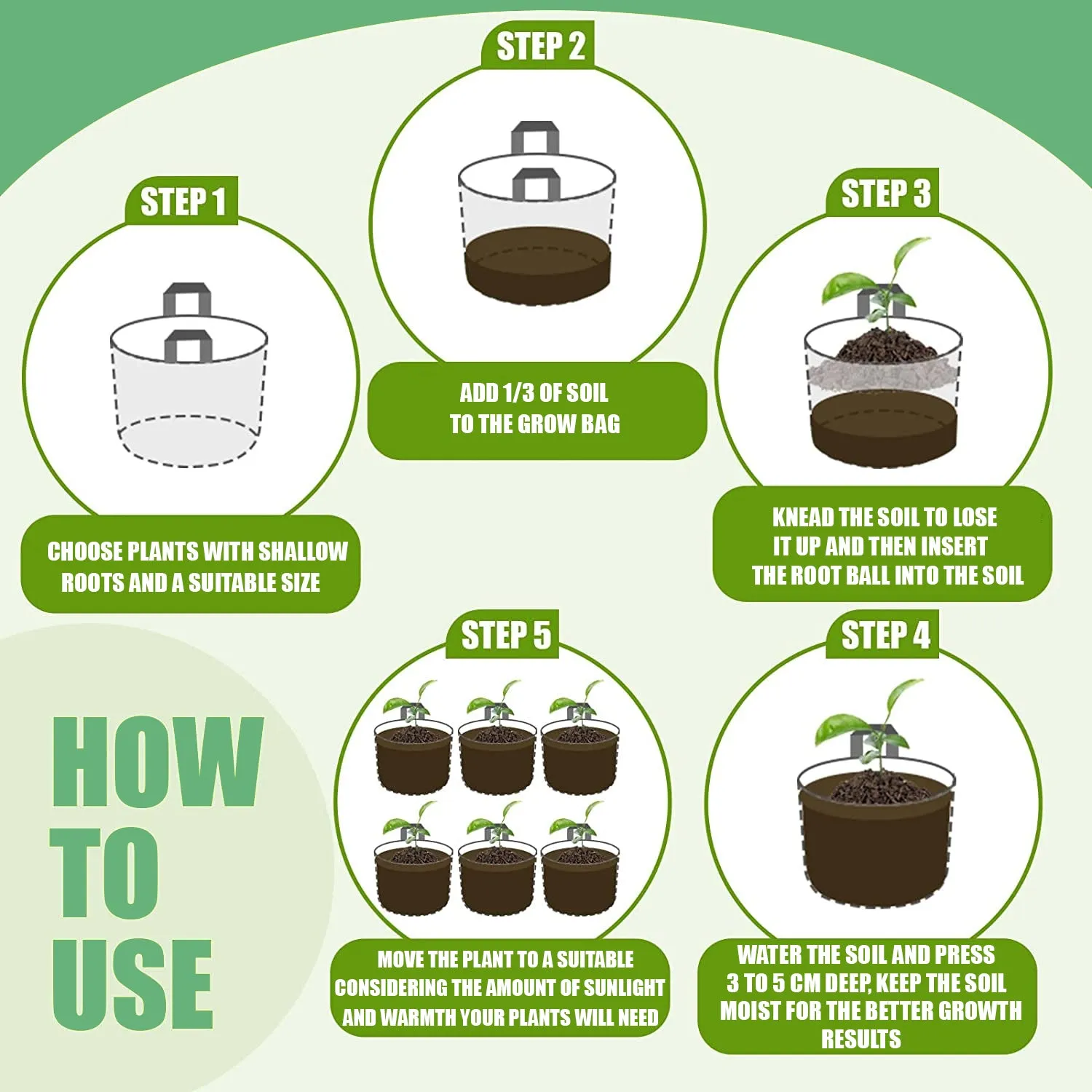 Greensheep Geo Fabric Grow Bags ( Green/ Black )