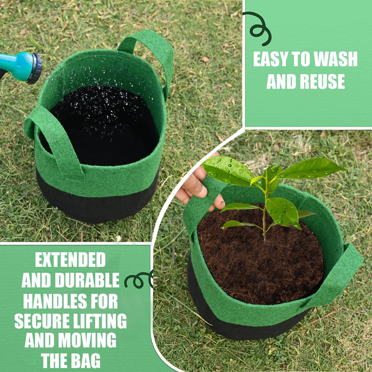 Greensheep Geo Fabric Grow Bags ( Green/ Black )