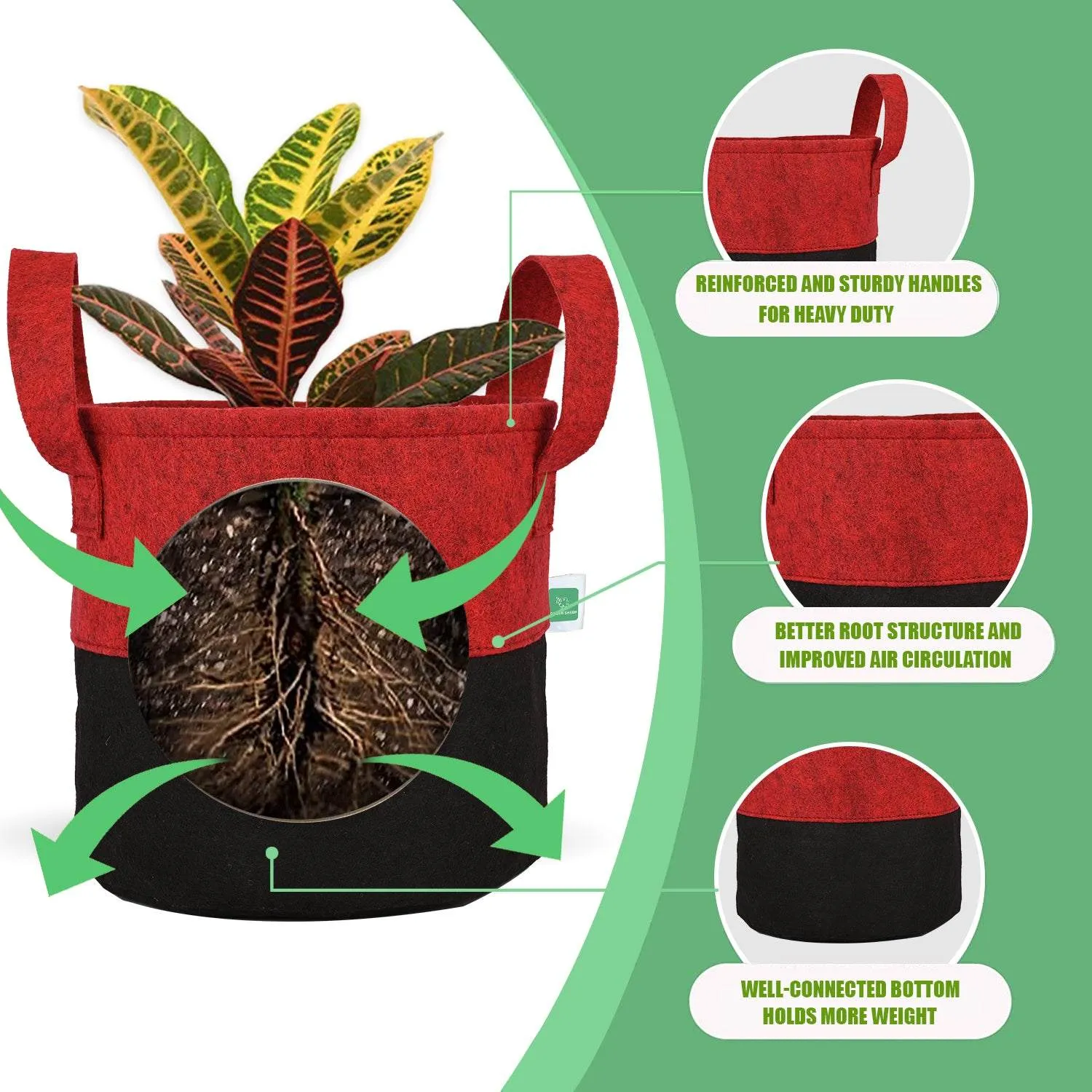 Greensheep Geo Fabric Grow Bags ( Red / Black )