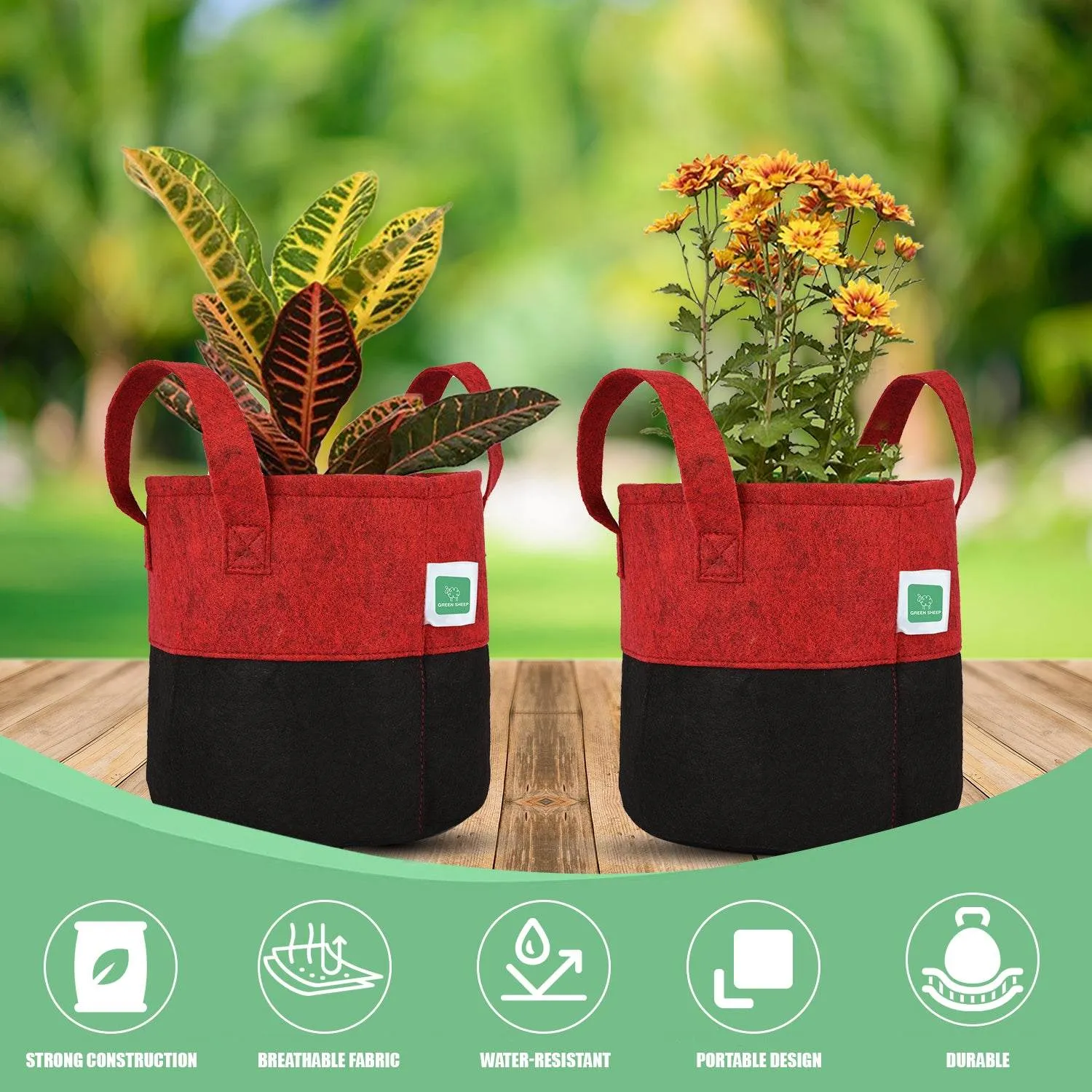 Greensheep Geo Fabric Grow Bags ( Red / Black )