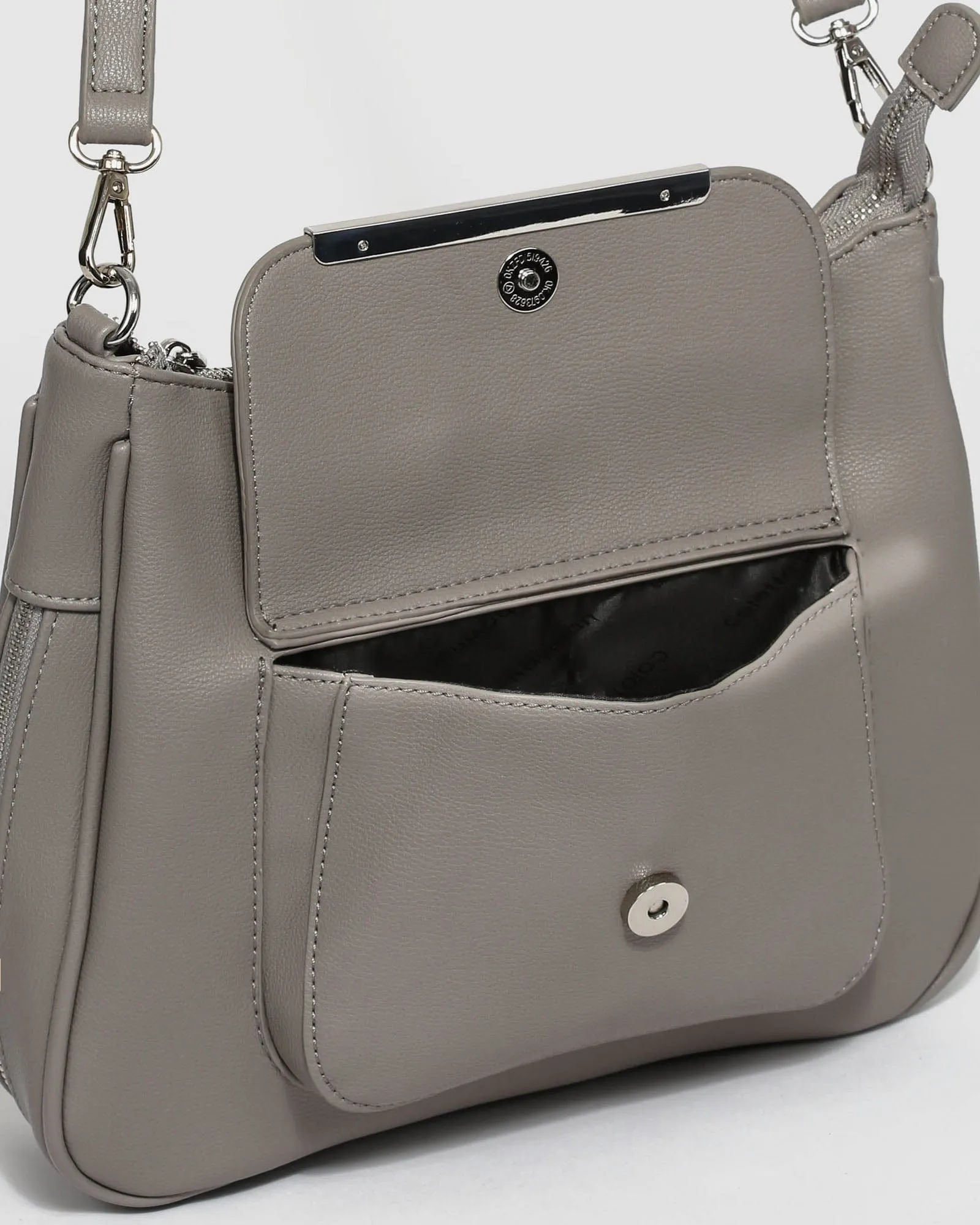 Grey Gina Zip Crossbody Bag